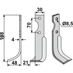 Lama motocoltivatore sinistra compatibile 350-566 AGRIA 616113