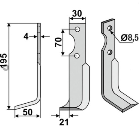 Lama motocoltivatore sx compatibile 350-022 AGRIA 1250-210 98  NH19548