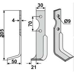 Lama motocoltivatore sx compatibile 350-564 AGRIA 1250-172 22