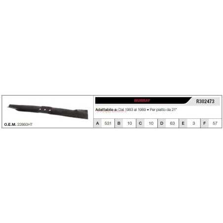 Cuchilla plana de 21" para tractores cortacésped MURRAY R302473 | NewgardenParts.com