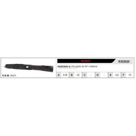 MURRAY lawn tractor lawnmower blade 40" flat mower R302620 | NewgardenParts.com