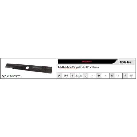 MURRAY Rasentraktor Mähmesser 42" flach R302469 | NewgardenParts.com