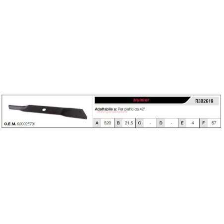 MURRAY Rasentraktor Mähmesser 42" Flachmäher R302619 | NewgardenParts.com