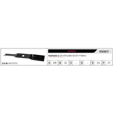 MURRAY Rasentraktor Rasenmähermesser 46" Flachmäher R302617 | NewgardenParts.com