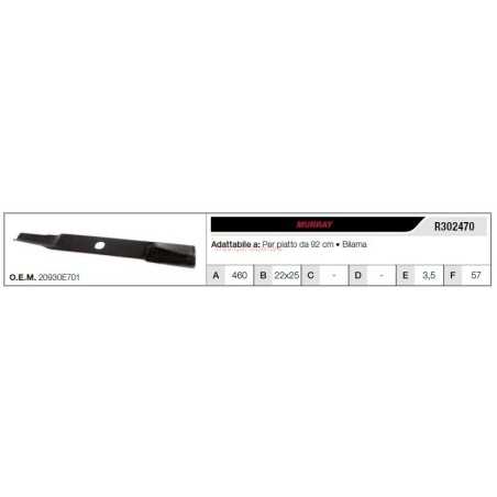 MURRAY cuchilla de tractor cortacésped 92" plana R302470 | NewgardenParts.com