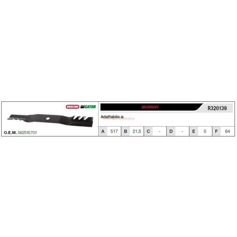 Cuchilla de segadora para tractor de césped MURRAY R320139