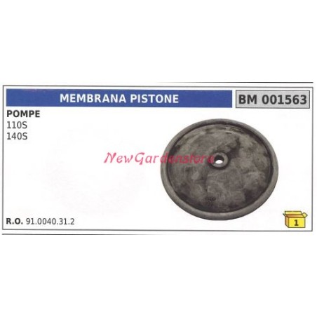 Membrana pistone UNIVERSALE pompa Bertolini 110S 140S 001563 | NewgardenParts.com