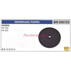 Piston diaphragm UNIVERSAL Bertolini pump PA 330 430 430 005725 | NewgardenParts.com