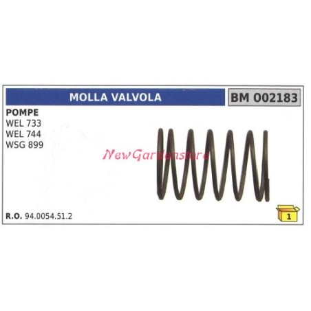 Molla valvola UNIVERSALE pompa Bertolini WEL 733 744 WSG 899 002183 | NewgardenParts.com