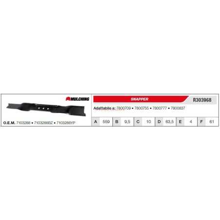 SNAPPER tracteur de pelouse lame de tondeuse 7800709 R303968 | NewgardenParts.com