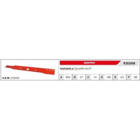 SNAPPER Rasentraktor Rasenmäher 25" Flachklinge R302698 | NewgardenParts.com