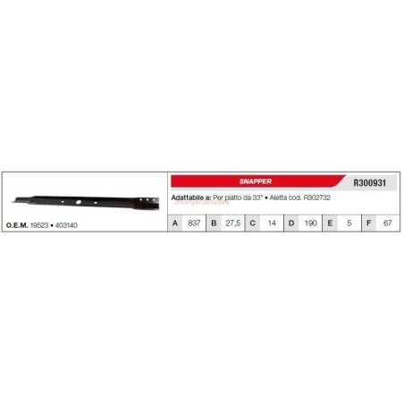 SNAPPER Rasentraktor-Rasenmähermesser R300931 | NewgardenParts.com