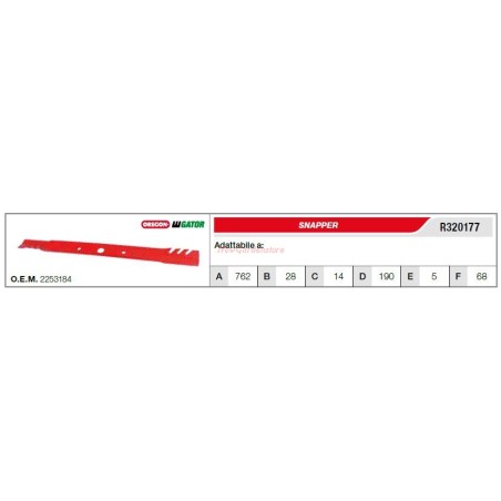 Lama SNAPPER trattorino tagliaerba rasaerba tosaerba R320177 | NewgardenParts.com