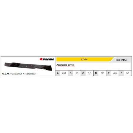 STIGA VILLA lawn tractor lawn mower mower blade R302150 | NewgardenParts.com