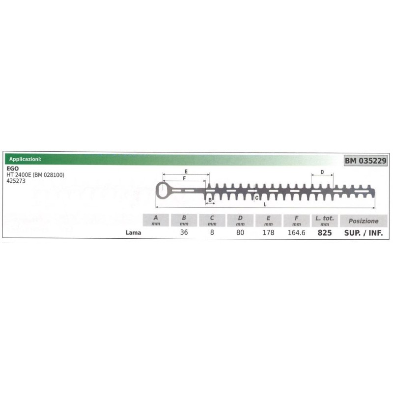 Lama superiore / inferiore EGO tagliasiepe HT 2400E 035229