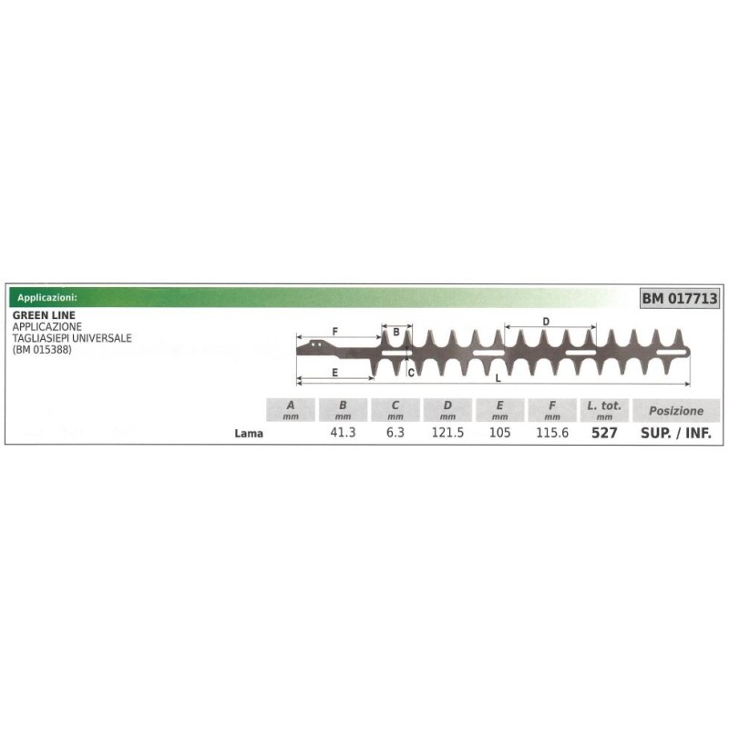 Lama superiore / inferiore GREEN LINE tagliasiepe universale 017713