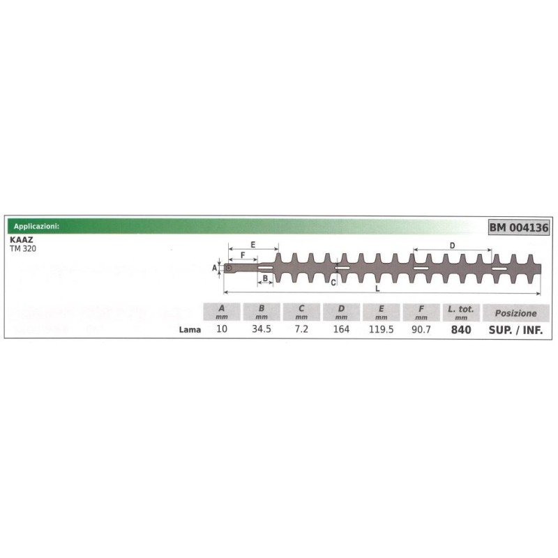 Lama superiore / inferiore KAAZ tagliasiepe TM 320 004136