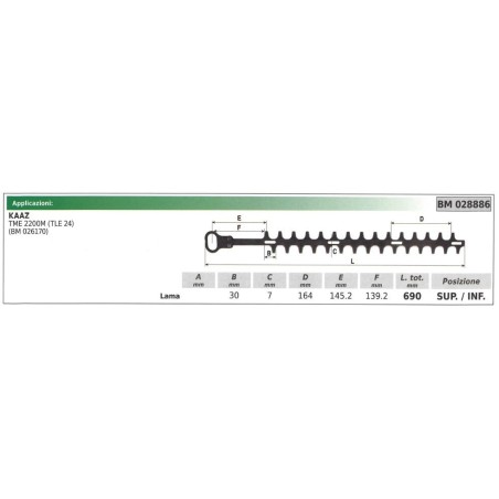 Lama superiore / inferiore KAAZ tagliasiepe TME 2200M 028886 | NewgardenParts.com