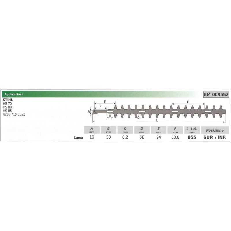 Lame supérieure / inférieure STIHL HS 74 75 80 85 009552