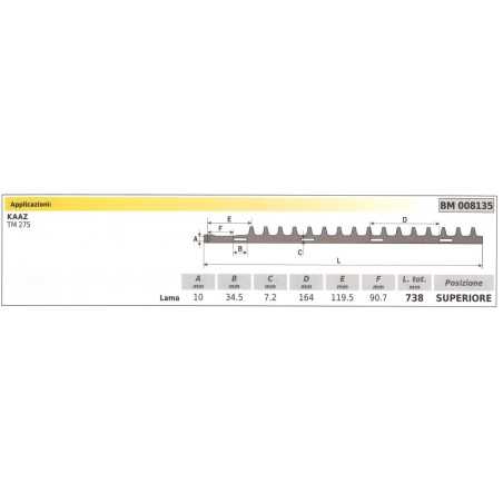 Lame supérieure KAAZ TM 275 taille-haie 008135 | NewgardenParts.com