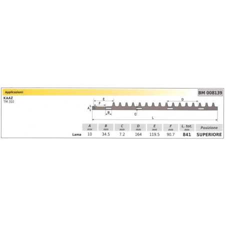 Lame supérieure KAAZ taille-haie TM 310 008139 | NewgardenParts.com