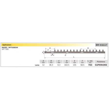 Cuchilla superior MAORI SHT 750S cortasetos 016117 | NewgardenParts.com