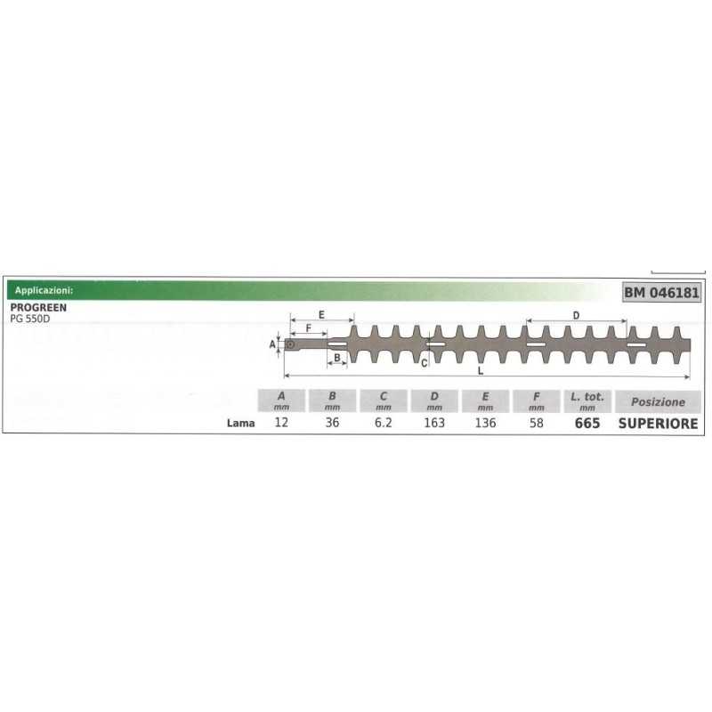 Upper blade PROGREEN PG 550D hedge trimmer 046181