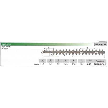 Upper blade PROGREEN PG 550D hedge trimmer 046181 | NewgardenParts.com