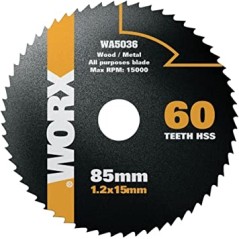 Lama TCT diametro 85 mm 60 denti per sega circolare WORX taglio legno metallo | NewgardenParts.com