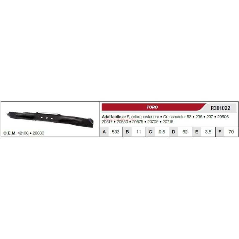 TORO tracteur de pelouse lame de tondeuse 235 237 R301022