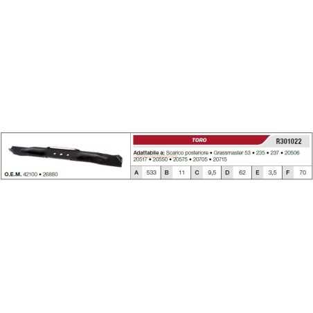 TORO Rasentraktor Rasenmähermesser Mähmesser 235 237 R301022 | NewgardenParts.com