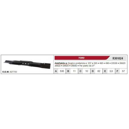 TORO lawn tractor mower blade 237 295 495 R301024 | NewgardenParts.com