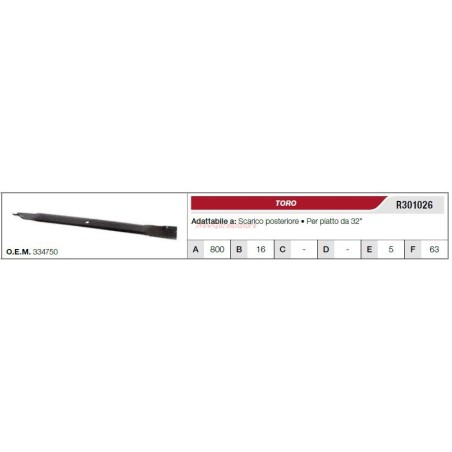 Lama TORO trattorino tagliaerba rasaerba tosaerba piatto da 32" R301026 | NewgardenParts.com