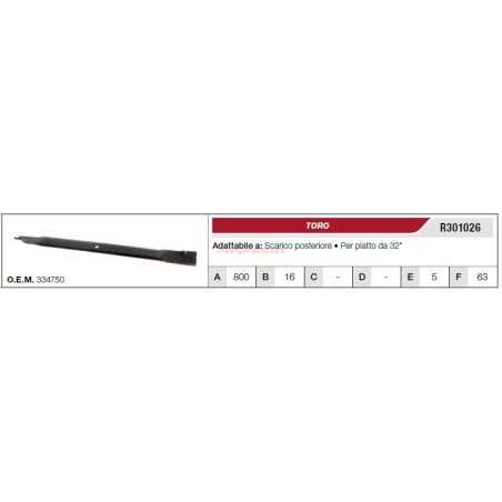 TORO Rasentraktor Rasenmäher Rasenmäher 32" Flachklinge R301026 | NewgardenParts.com