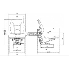 Asiento homologado para tractor de césped con cinturones fijos