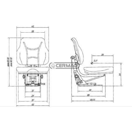 Geprüfter Rasentraktorsitz mit festen Gurten