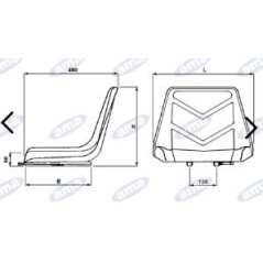 Self-floating seat with guide width 485mm for agricultural tractor | NewgardenParts.com