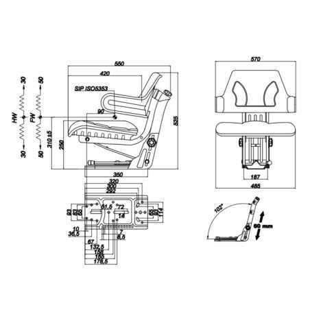 schwarzer PVC-Rundum-Sitz für Ackerschlepper