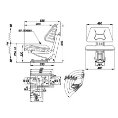 Asiento envolvente con base basculante GRAMMER de pvc negro para tractor