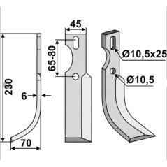 Lama zappa motocoltivatore motozappa 350-661 350-660 UNIVERSALE dx sx 230mm | NewgardenParts.com