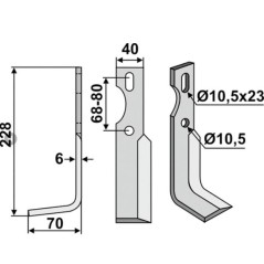 Lama zappa motocoltivatore motozappa 350-673 350-672 UNIVERSALE dx sx 228mm | NewgardenParts.com