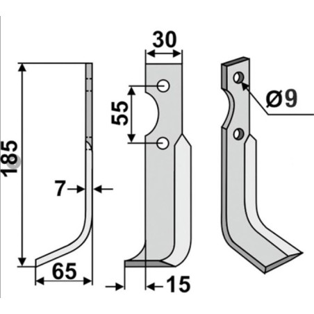 Hoja motoazada cultivador rotativo 350-068 compatible CARRARO ANTONIO lx