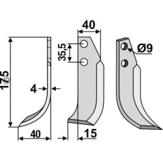 Rotary tiller hoe blade 350-298 TIELBÜRGER KB-001-006 sx | NewgardenParts.com