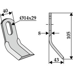 Lama zappa motocoltivatore motozappa fresa 350-490 FERRI 0901068 105mm | NewgardenParts.com