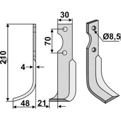 Motor cultivator hoe blade tiller 350-680 350-681 AGRIA dx sx 210mm | NewgardenParts.com