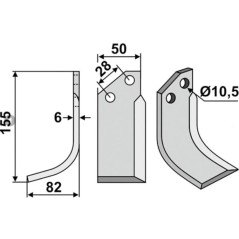 Lama zappa motocoltivatore motozappa fresa compatibil 350-582 BERTOLINI Sx 155mm | NewgardenParts.com