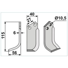 Lama zappa motocoltivatore motozappa fresa compatibile 350-054 725L Sx B.C.S | NewgardenParts.com