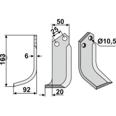 Lama zappa motocoltivatore motozappa fresa compatibile 350-113 FERRARI dx 163mm | NewgardenParts.com