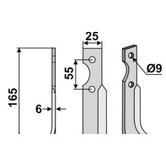 Rotary tiller hoe blade compatible 350-276 GRILLO sx 165mm | NewgardenParts.com