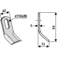 Lama zappa motocoltivatore motozappa fresa compatibile 350-460 SMA BG59Court | NewgardenParts.com